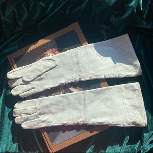 Steve Madden Pale Blue Long Suede Gloves